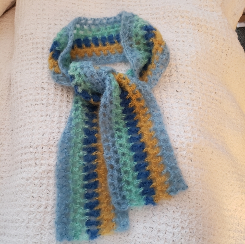 Crochet Mohair Muffler Scarf
